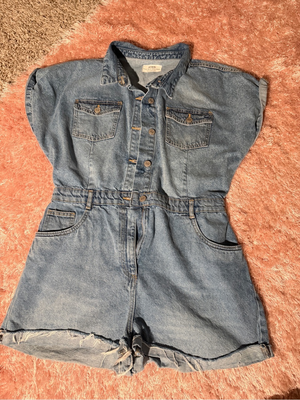 Cotton On Light Blue Denim Short One-Piece Romper